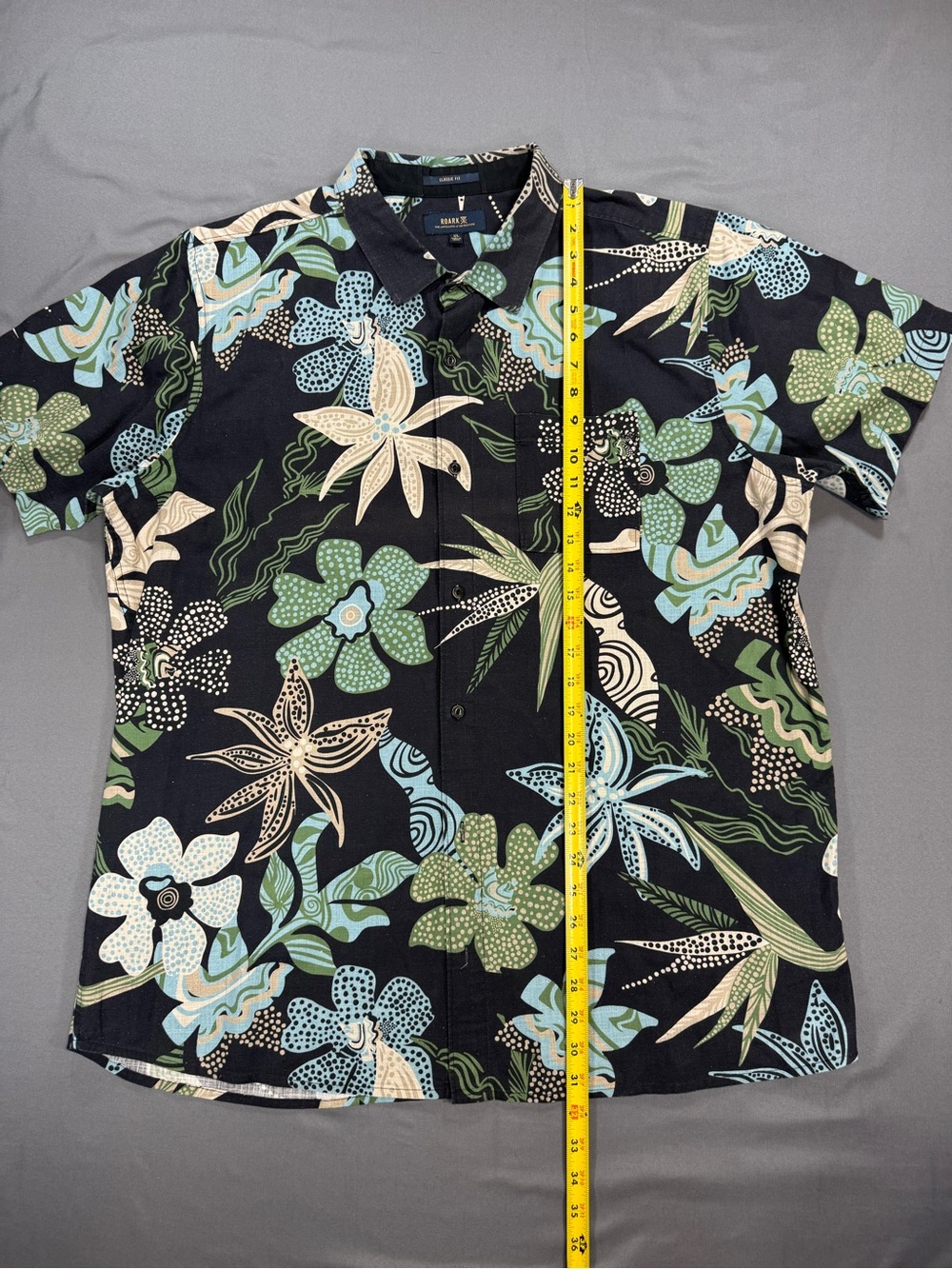 Roark Black Short-Sleeve Floral Button-Down Shirt with Green and Blue Print - Picture 7 of 7